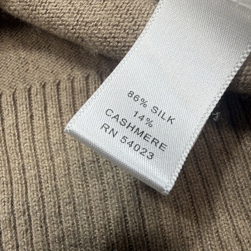 Banana Republic SILK & CASHMERE 1/4 Zip Pullover Mens L Khaki Tan Golf Luxury